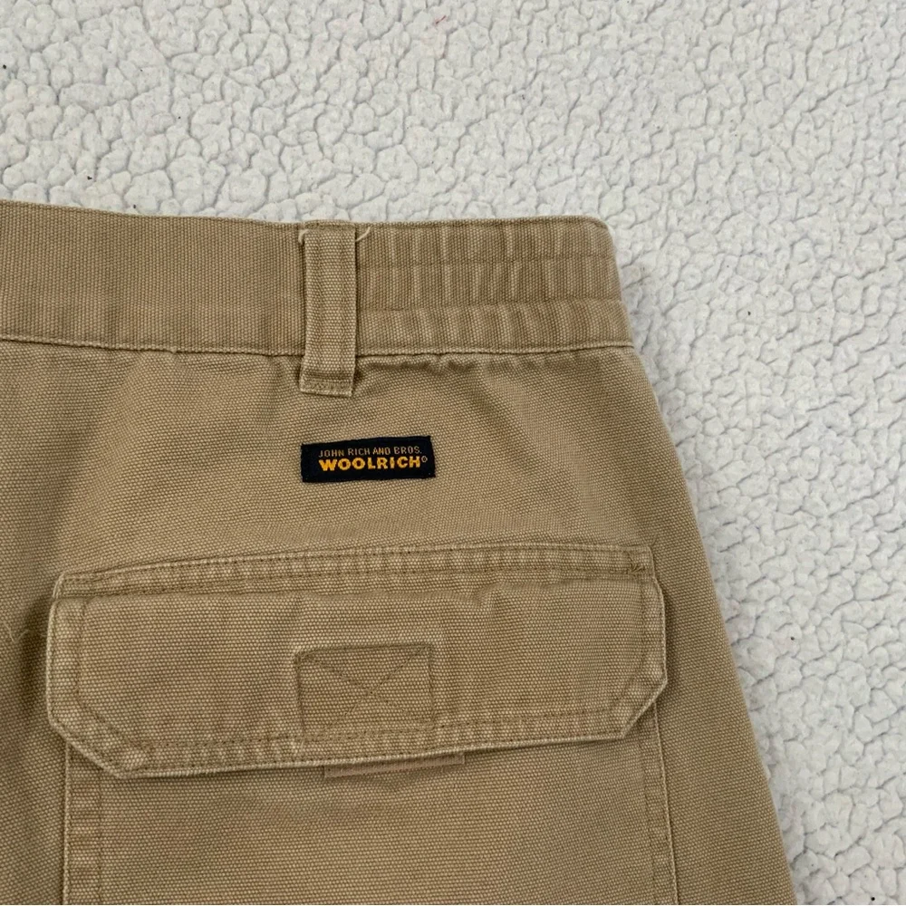 Woolrich Khaki Hiking Shorts Size 33 Ripstop Twill Pockets 100% Cotton Outdoors